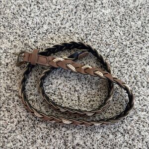 Braided Leather-Trim Women's Belt in Brown and Black